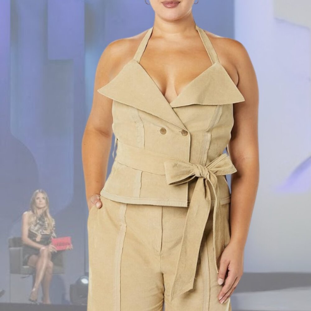 NWT - MAKING THE CUT - Deconstructed Corset Top - Stone/Khaki - S | M